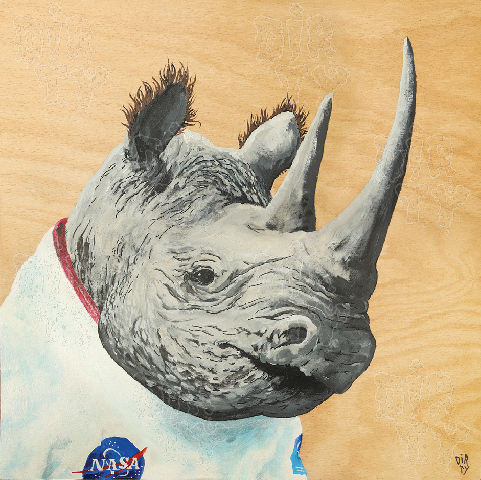 space-black-rhino-painting